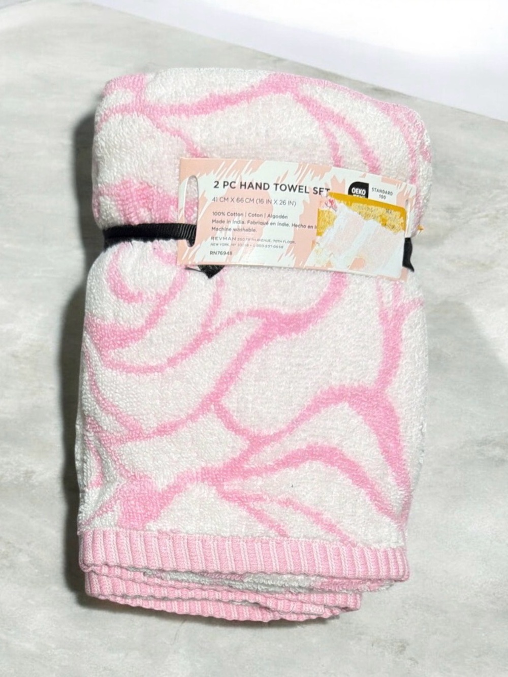 Betsey Johnson Pink Floral Rose 2 PC Hand Towel Set 100% Cotton - Picture 2 of 2